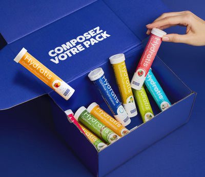 Pastilles d’électrolytes Hydratis en tubes, plusieurs saveurs