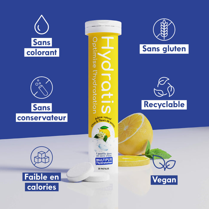Hydratis - Pastille de réhydratation citronnelle & gingembre - 20 pastilles